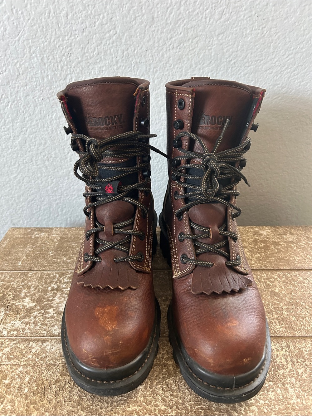 Rocky Brown Leather Men's Lace-Up Work Boots